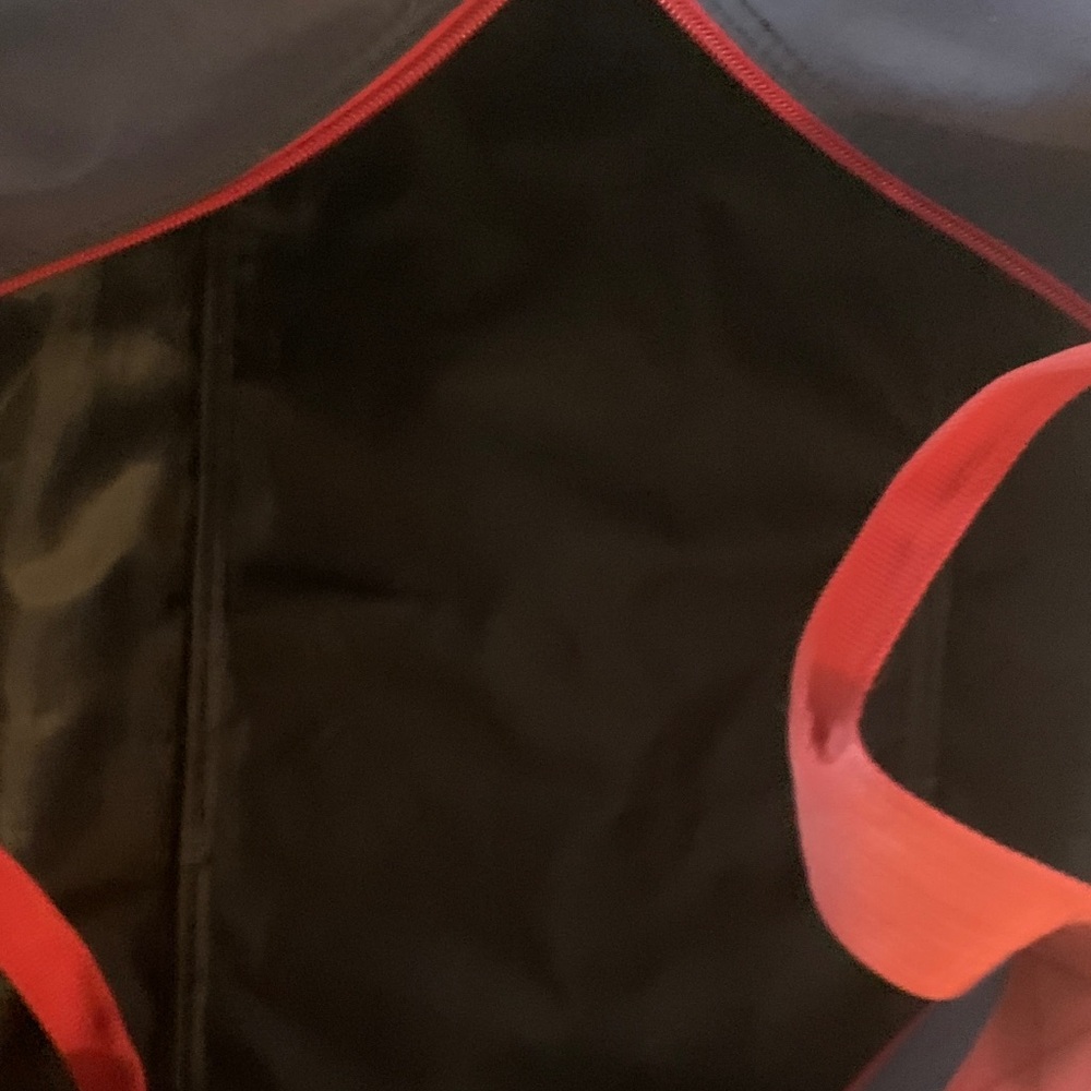 Ed Hardy Black Duffel Bag with Red Handles and crossbody strap - Picture 7 of 7